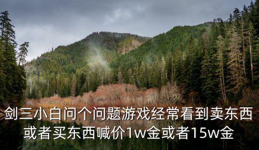 剑三小白问个问题游戏经常看到卖东西或者买东西喊价1w金或者15w金