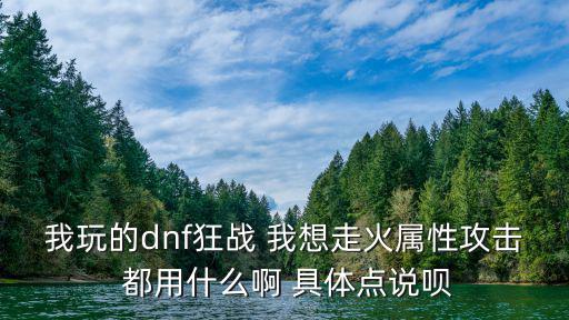 我玩的dnf狂战 我想走火属性攻击 都用什么啊 具体点说呗