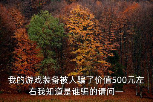 我的游戏装备被人骗了价值500元左右我知道是谁骗的请问一