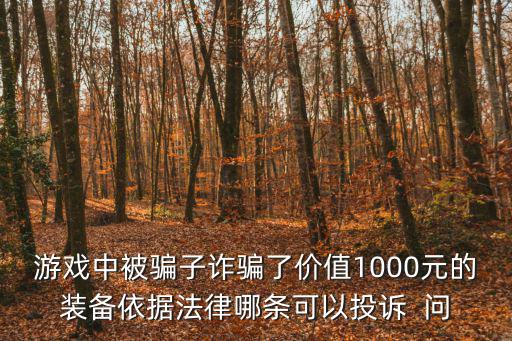 游戏中被骗子诈骗了价值1000元的装备依据法律哪条可以投诉  问