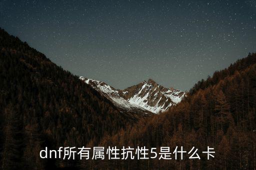 dnf所有属性抗性5是什么卡