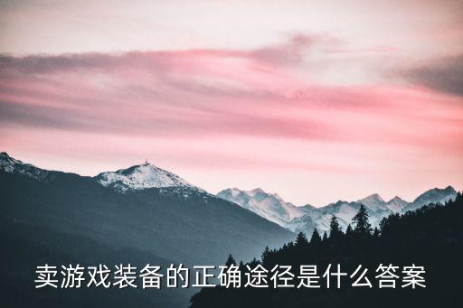 卖游戏装备的正确途径是什么答案