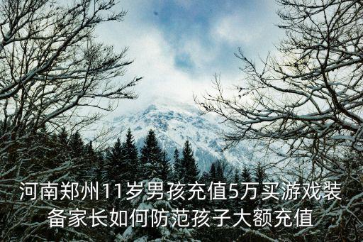 河南郑州11岁男孩充值5万买游戏装备家长如何防范孩子大额充值