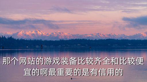 那个网站的游戏装备比较齐全和比较便宜的啊最重要的是有信用的