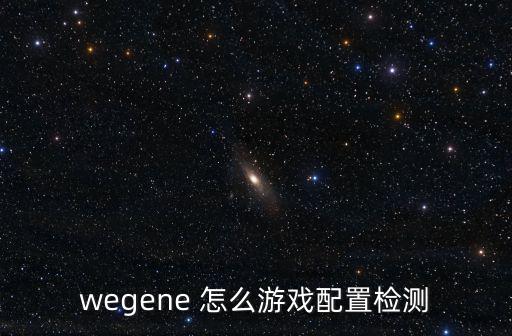 wegene 怎么游戏配置检测