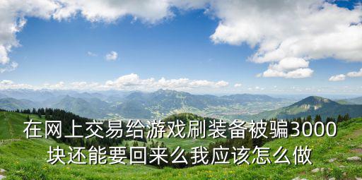 在网上交易给游戏刷装备被骗3000块还能要回来么我应该怎么做