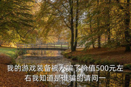 我的游戏装备被人骗了价值500元左右我知道是谁骗的请问一