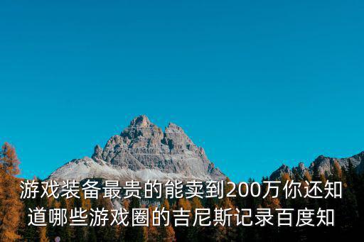 游戏装备最贵的能卖到200万你还知道哪些游戏圈的吉尼斯记录百度知