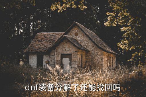 dnf装备分解了还能找回吗