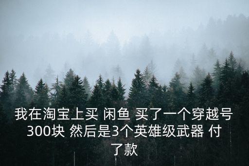 我在淘宝上买 闲鱼 买了一个穿越号300块 然后是3个英雄级武器 付了款