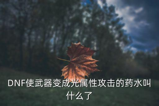 dnf什么药剂加光属性，DnF求给武器加光属性药水