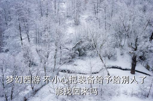 梦幻西游 不小心把装备给予给别人了能找回来吗