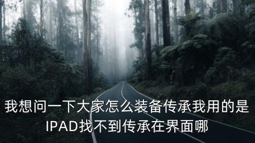 我想问一下大家怎么装备传承我用的是IPAD找不到传承在界面哪