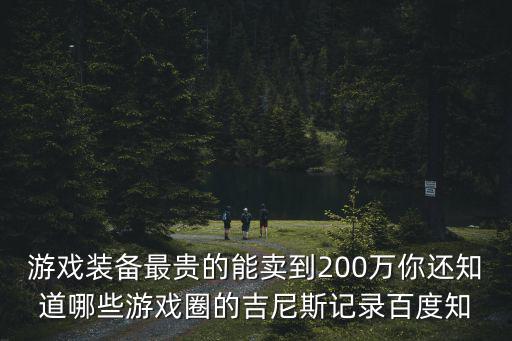 游戏装备最贵多少钱，游戏装备最贵的能卖到200万你还知道哪些游戏圈的吉尼斯记录百度知