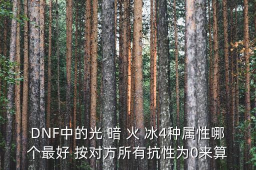 DNF中的光 暗 火 冰4种属性哪个最好 按对方所有抗性为0来算