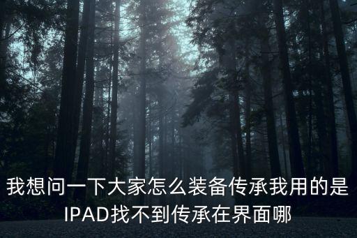 我想问一下大家怎么装备传承我用的是IPAD找不到传承在界面哪