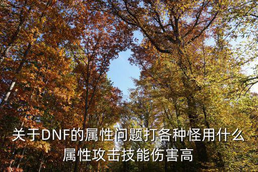 关于DNF的属性问题打各种怪用什么属性攻击技能伤害高