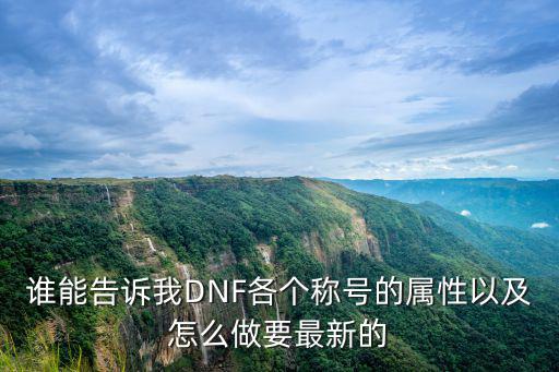 谁能告诉我DNF各个称号的属性以及怎么做要最新的