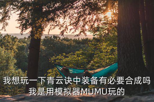 我想玩一下青云诀中装备有必要合成吗我是用模拟器MUMU玩的