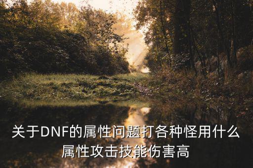 关于DNF的属性问题打各种怪用什么属性攻击技能伤害高