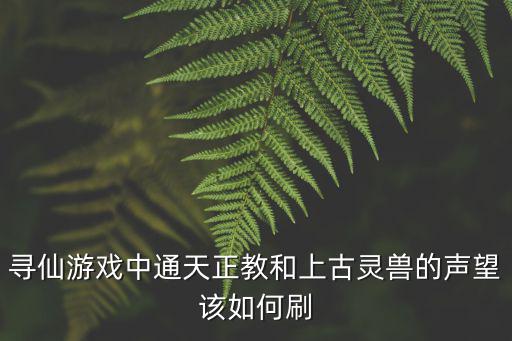 寻仙手游怎么刷仙界令，寻仙游戏中通天正教和上古灵兽的声望该如何刷