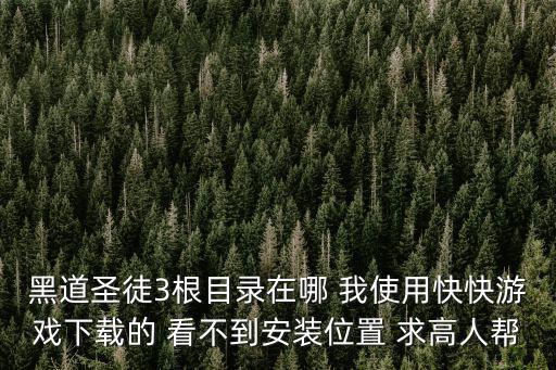 黑道圣徒3根目录在哪 我使用快快游戏下载的 看不到安装位置 求高人帮