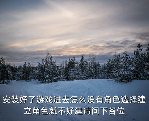 安装好了游戏进去怎么没有角色选择建立角色就不好建请问下各位