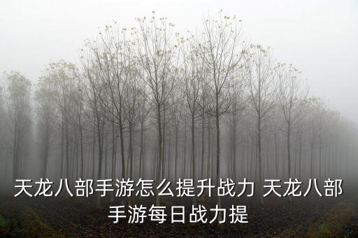 天龙八部手游怎么提升战力 天龙八部手游每日战力提