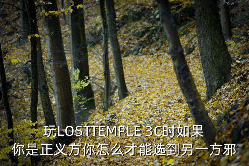 玩LOSTTEMPLE 3C时如果你是正义方你怎么才能选到另一方邪