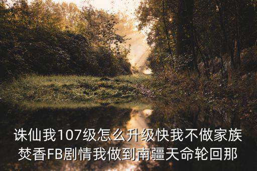 诛仙我107级怎么升级快我不做家族焚香FB剧情我做到南疆天命轮回那