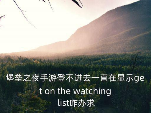 堡垒之夜手游登不进去一直在显示get on the watching list咋办求