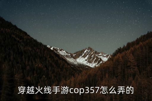 穿越火线手游cop357怎么弄的