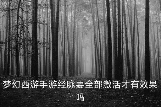 梦幻西游手游经脉要全部激活才有效果吗