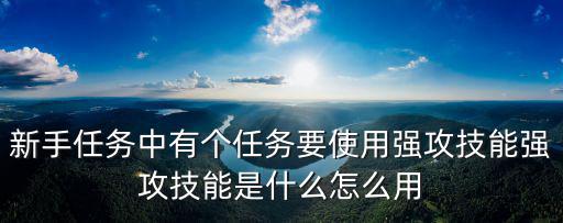 新手任务中有个任务要使用强攻技能强攻技能是什么怎么用