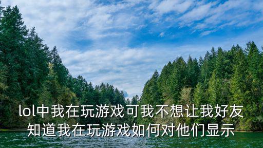 lol中我在玩游戏可我不想让我好友知道我在玩游戏如何对他们显示