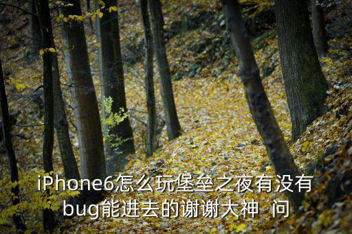 iPhone6怎么玩堡垒之夜有没有bug能进去的谢谢大神  问