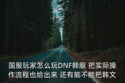 国服玩家怎么玩DNF韩服 把实际操作流程也给出来 还有能不能把韩文