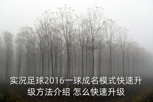 实况足球2016一球成名模式快速升级方法介绍 怎么快速升级