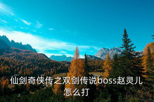 仙剑奇侠传之双剑传说boss赵灵儿怎么打