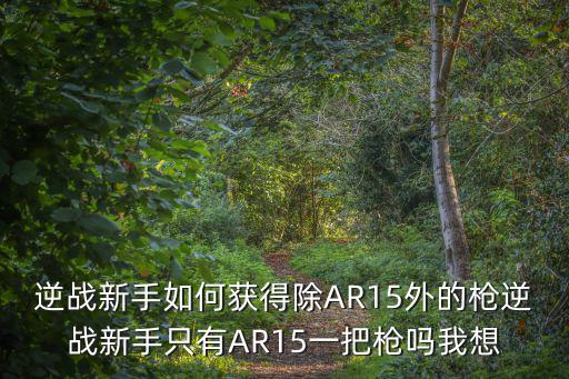 逆战手游怎么获得狙击枪，逆战新手如何获得除AR15外的枪逆战新手只有AR15一把枪吗我想