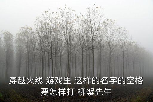 穿越火线 游戏里 这样的名字的空格要怎样打 柳絮先生