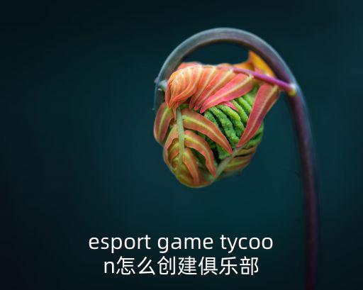 esport game tycoon怎么创建俱乐部