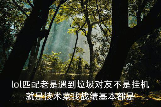 lol匹配老是遇到垃圾对友不是挂机就是技术菜我战绩基本都是