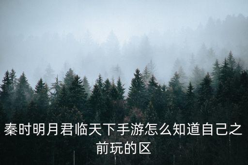 秦时明月君临天下手游怎么知道自己之前玩的区