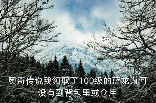 奥奇传说我领取了100级的蓝龙为何没有到背包里或仓库