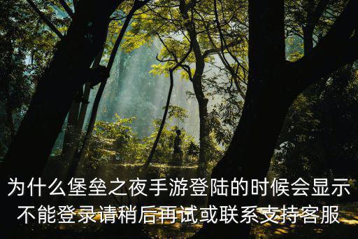 为什么堡垒之夜手游登陆的时候会显示不能登录请稍后再试或联系支持客服