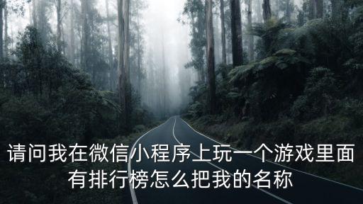 请问我在微信小程序上玩一个游戏里面有排行榜怎么把我的名称