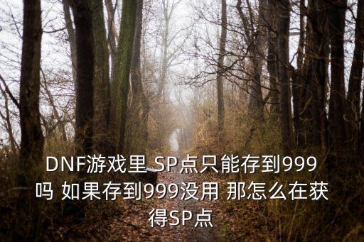 DNF游戏里 SP点只能存到999吗 如果存到999没用 那怎么在获得SP点