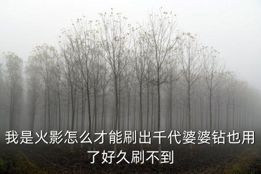 我是火影怎么才能刷出千代婆婆钻也用了好久刷不到