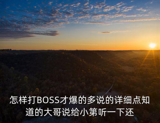 怎样打BOSS才爆的多说的详细点知道的大哥说给小第听一下还